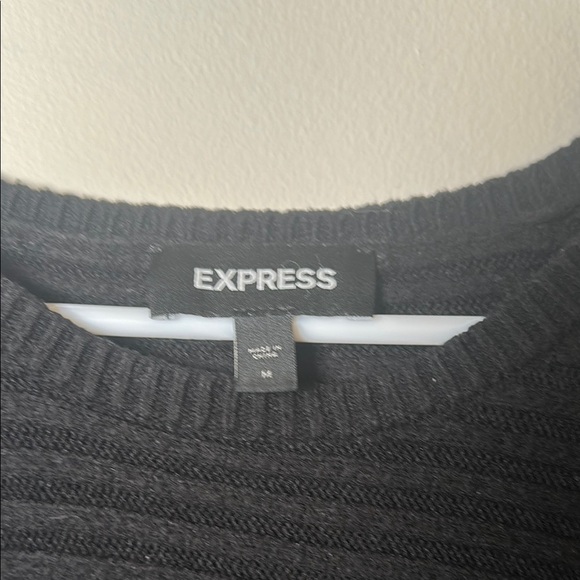 Express Black Crew Neck Sweater with Relaxed Fit - Picture 2 of 4